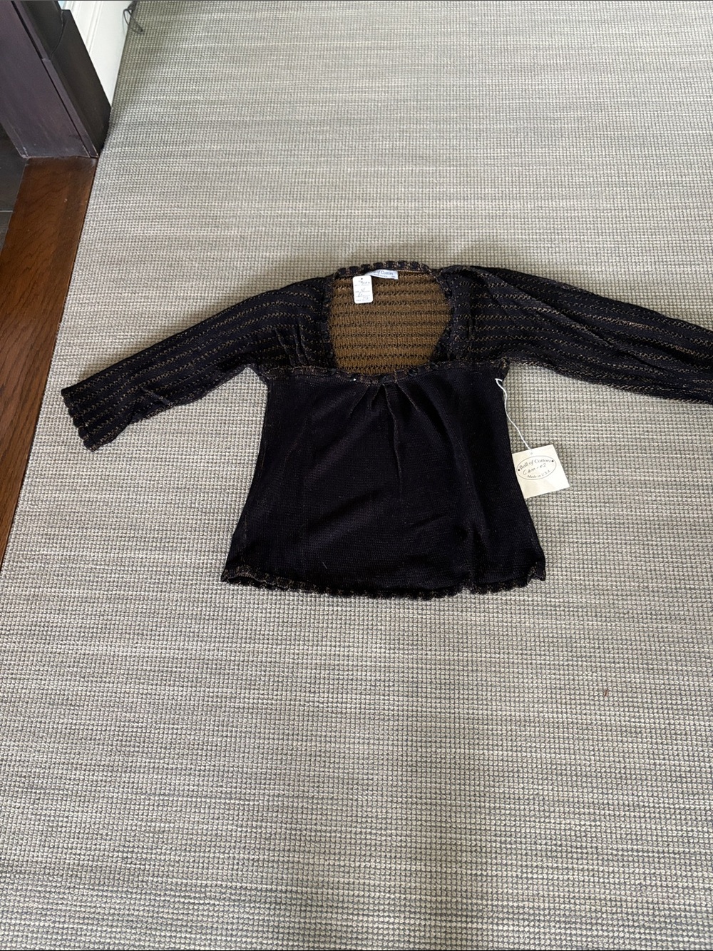 Brand new with tags Ball of Cotton black  Long Sleeve boat neck Top